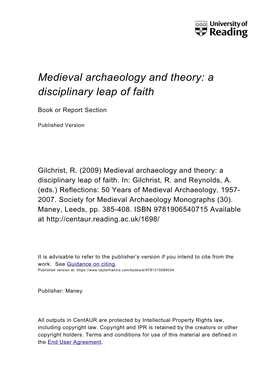 Medieval Archaeology and Theory: a Disciplinary Leap of Faith