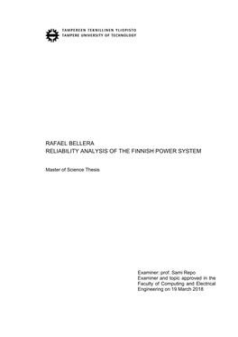 Rafael Bellera Reliability Analysis of the Finnish Power System