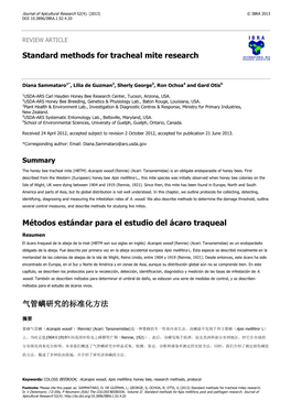 Standard Methods for Tracheal Mite Research Métodos Estándar Para El