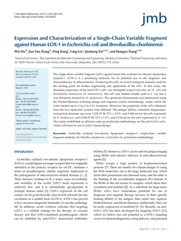 Expression and Characterization of a Single-Chain Variable Fragment