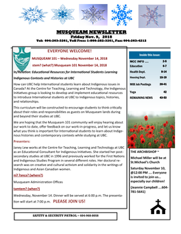 Musqueam Newsletter Everyone Welcome!