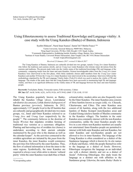 Using Ethnotaxonomy to Assess Traditional Knowledge and Language Vitality: a Case Study with the Urang Kanekes (Baduy) of Banten, Indonesia