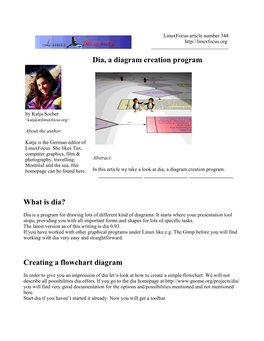 Dia, a Diagram Creation Program What Is Dia? Creating a Flowchart Diagram