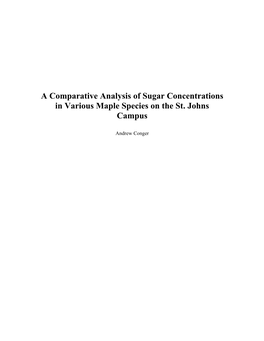 A Comparative Analysis of Sugar Concentrations in Various Maple Species on the St