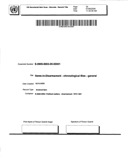 Title Items-In-Disarmament - Chronological Files - General