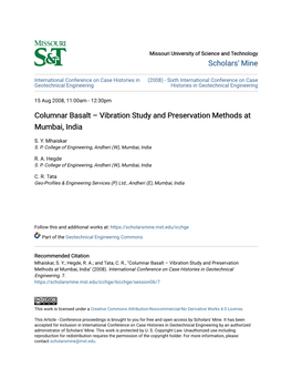 Columnar Basalt – Vibration Study and Preservation Methods at Mumbai, India