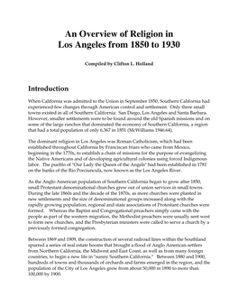 An Overview of Religion in Los Angeles, 1950-1930