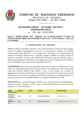 Determina N 136 Del 15052018 Opere Edili 2018 2019