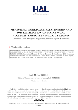 Measuring Workplace Relationship and Job