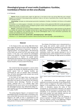 Phenological Groups of Snout Moths (Lepidoptera: Pyralidae, Crambidae) of Rostov-On-Don Area (Russia)