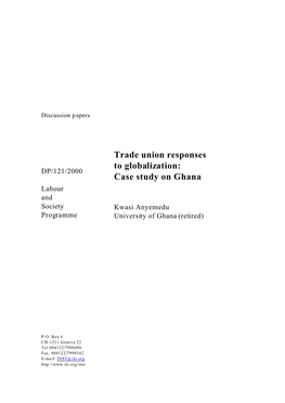 Trade Union Responses to Globalization: Case Study on Ghana