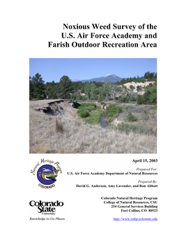 Noxious Weeds of the U.S. Air Force Academy