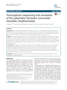 Transcriptome Sequencing and Annotation of The