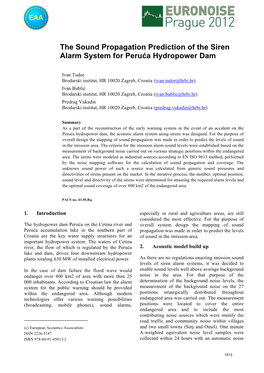 The Sound Propagation Prediction of the Siren Alarm System for Peruća Hydropower Dam