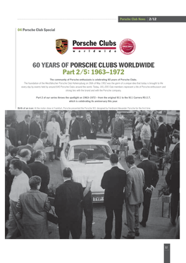 60 YEARS of PORSCHE CLUBS WORLDWIDE Part 2 ⁄ 5: 1963–1972