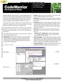 DS91516A, Codewarrior Development Studio Data Sheet