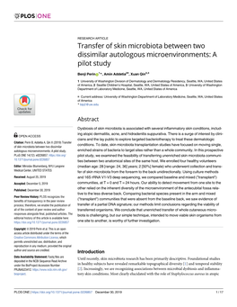 Transfer of Skin Microbiota Between Two Dissimilar Autologous Microenvironments: a Pilot Study