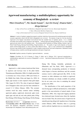 Agarwood Manufacturing: a Multidisciplinary Opportunity For