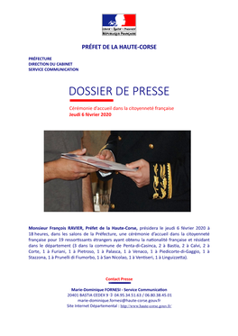 Dossier De Presse Du 6 Février 2020