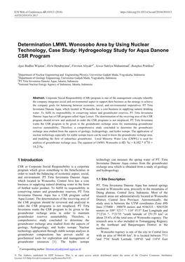 Hydrogeology Study for Aqua Danone CSR Program