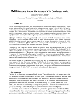 Myths About the Proton. the Nature of H+ in Condensed Media. CHRISTOPHER A