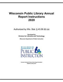 Wisconsin Public Library Annual Report Instructions 2020