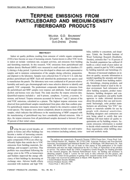 Terpene Emissions from Particleboard and Medium-Density Fiberboard Products