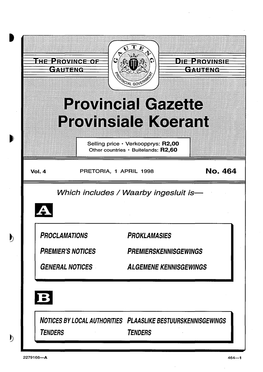 Gauteng Provincial Gazette