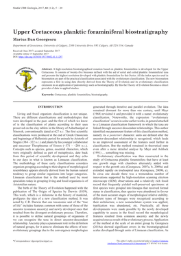 Upper Cretaceous Planktic Foraminiferal Biostratigraphy