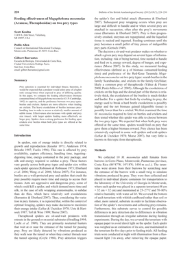 Feeding Effectiveness of Megaphobema Mesomelas the Spider’S Fast and Lethal Attack (Barrantes & Eberhard (Araneae, Theraphosidae) on Two Prey Types 2007)