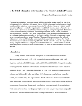 Is the British Colonization Better Than That of the French?: a Study of Vanuatu