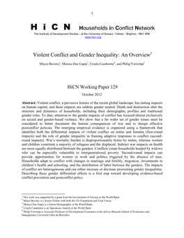 Violent Conflict and Gender Inequality: an Overview1