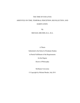 Aristotle on Time, Temporal Perception, Recollection, And