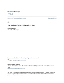 Zeros of the Dedekind Zeta-Function