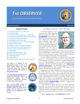 The Observer of the Twin City Amateur Astronomers