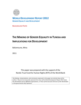 The Making of Gender Equality in Tunisia and Implications for Development