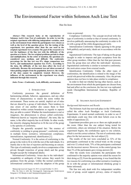 The Environmental Factor Within Solomon Asch Line Test