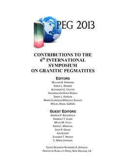 THE 6Th INTERNATIONAL SYMPOSIUM on GRANITIC PEGMATITES