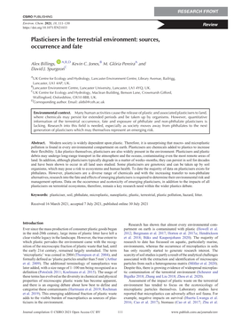 Plasticisers in the Terrestrial Environment: Sources, Occurrence and Fate