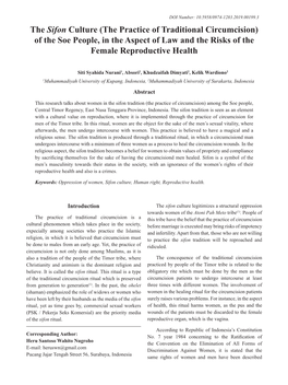 The Sifon Culture (The Practice of Traditional Circumcision) of the Soe People, in the Aspect of Law and the Risks of the Female Reproductive Health