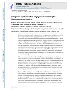 Design and Synthesis of an Alkynyl Luciferin Analog for Bioluminescence Imaging