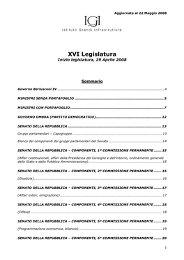 XVI Legislatura Inizio Legislatura, 29 Aprile 2008