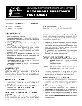 Phosphorus Oxychloride Hazard Summary