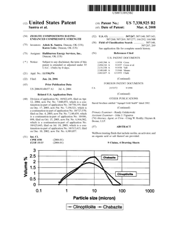 Particle Size (Micron) -- Clinoptilolite -- Chabazite US 7,338,925 B2 Page 2