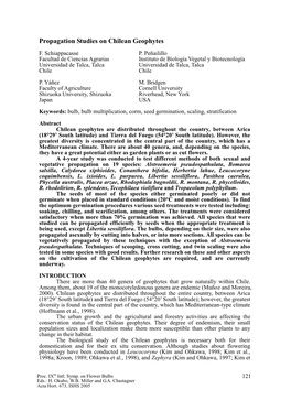 Propagation Studies on Chilean Geophytes