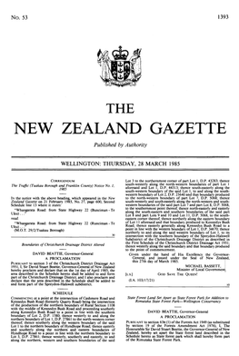 NEW ZEALAND GAZETTE Published by Authority