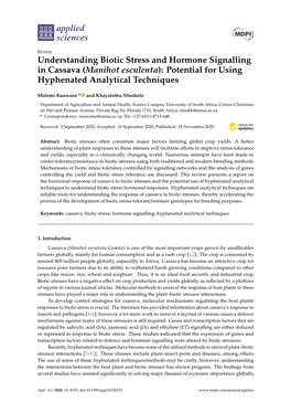 Understanding Biotic Stress and Hormone Signalling in Cassava (Manihot Esculenta): Potential for Using Hyphenated Analytical Techniques