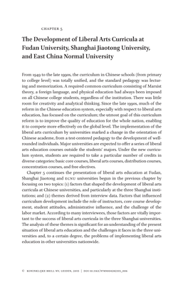 The Development of Liberal Arts Curricula at Fudan University, Shanghai Jiaotong University, and East China Normal University