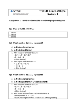 TFE4141 Design of Digital Systems 1