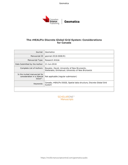 The Rhealpix Discrete Global Grid System: Considerations for Canada